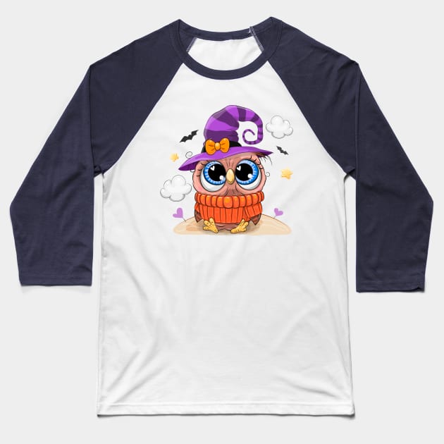 Halloween Owl Baseball T-Shirt by Reginast777